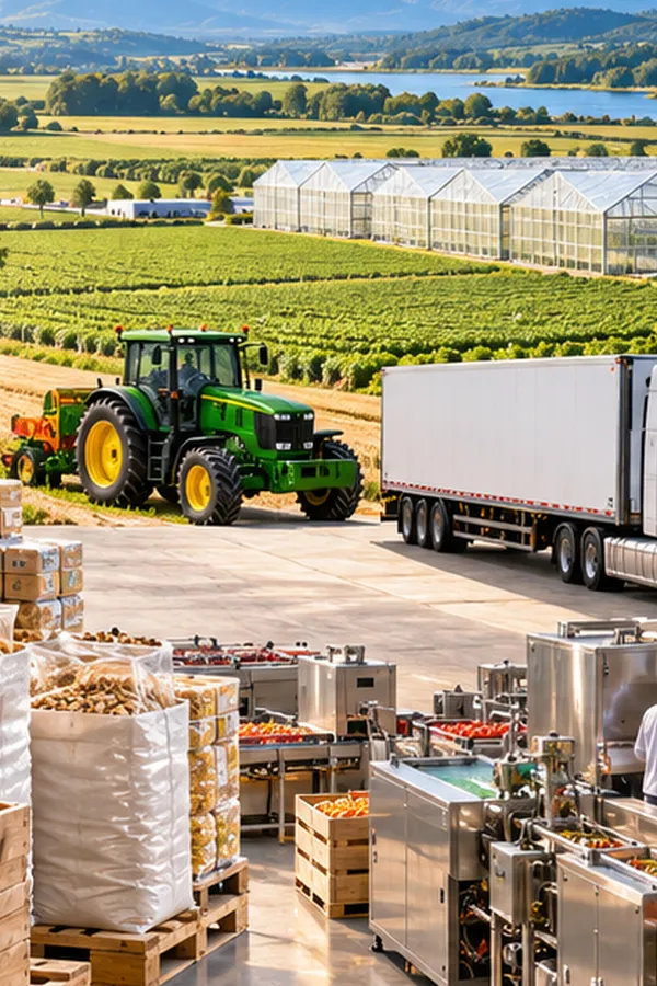 Tractor, refrigerated truck and food processing machinery